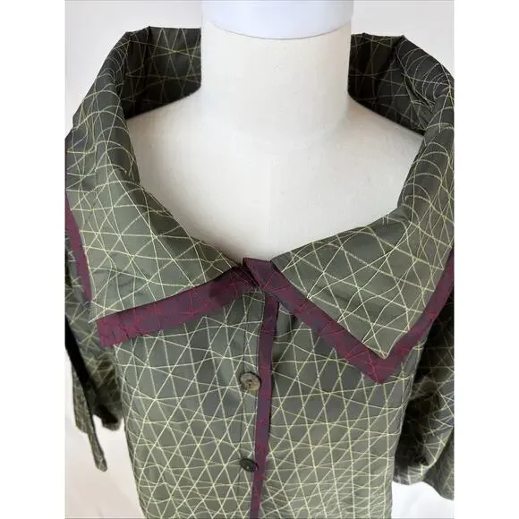 NWT Luukaa Dream Green & Maroon Cropped Jacket #0694B Size S - Picture 2 of 5